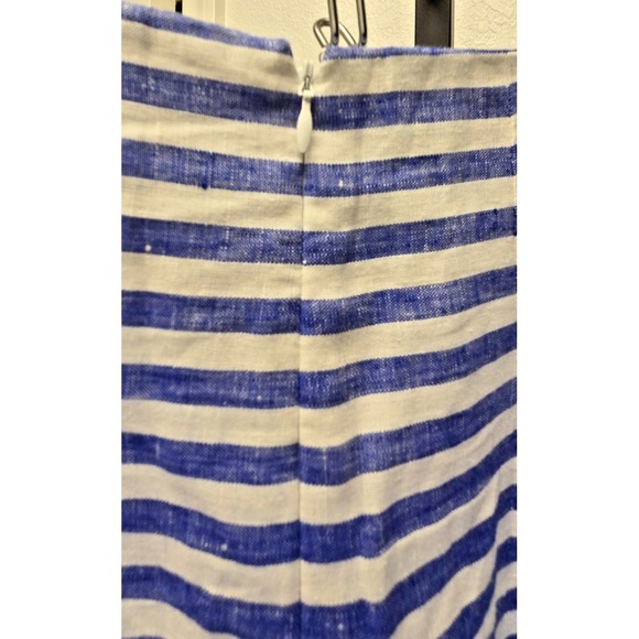 Talbots Size 4 Linen Striped A-Line Skirt Blue White Nautical 2013 Cotton Lined - Picture 3 of 5